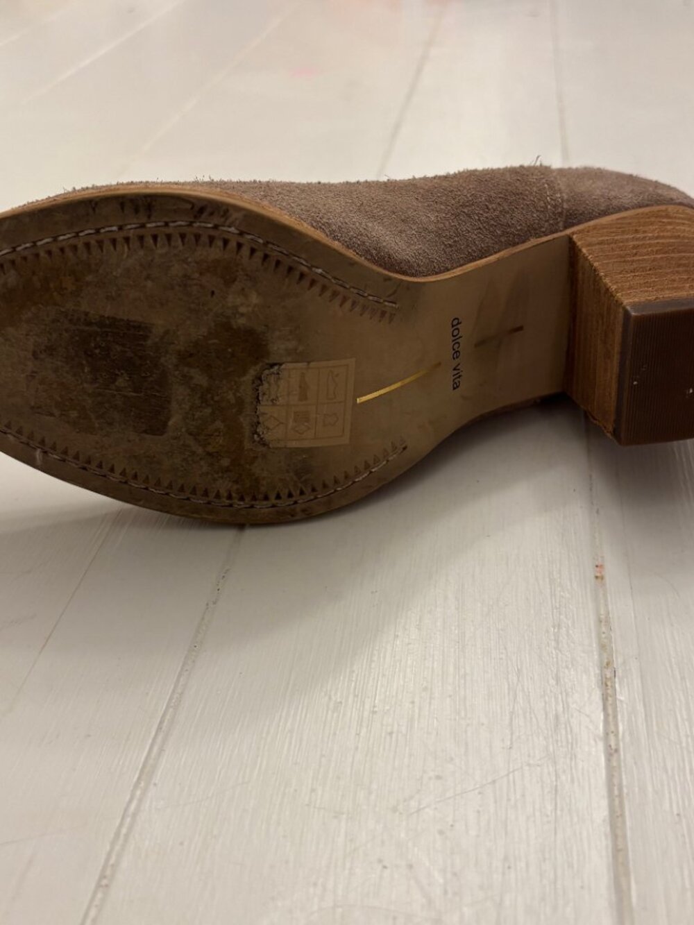 Dolce Vita Taupe Suede Chelsea Western Booties Size 8 - Picture 8 of 9